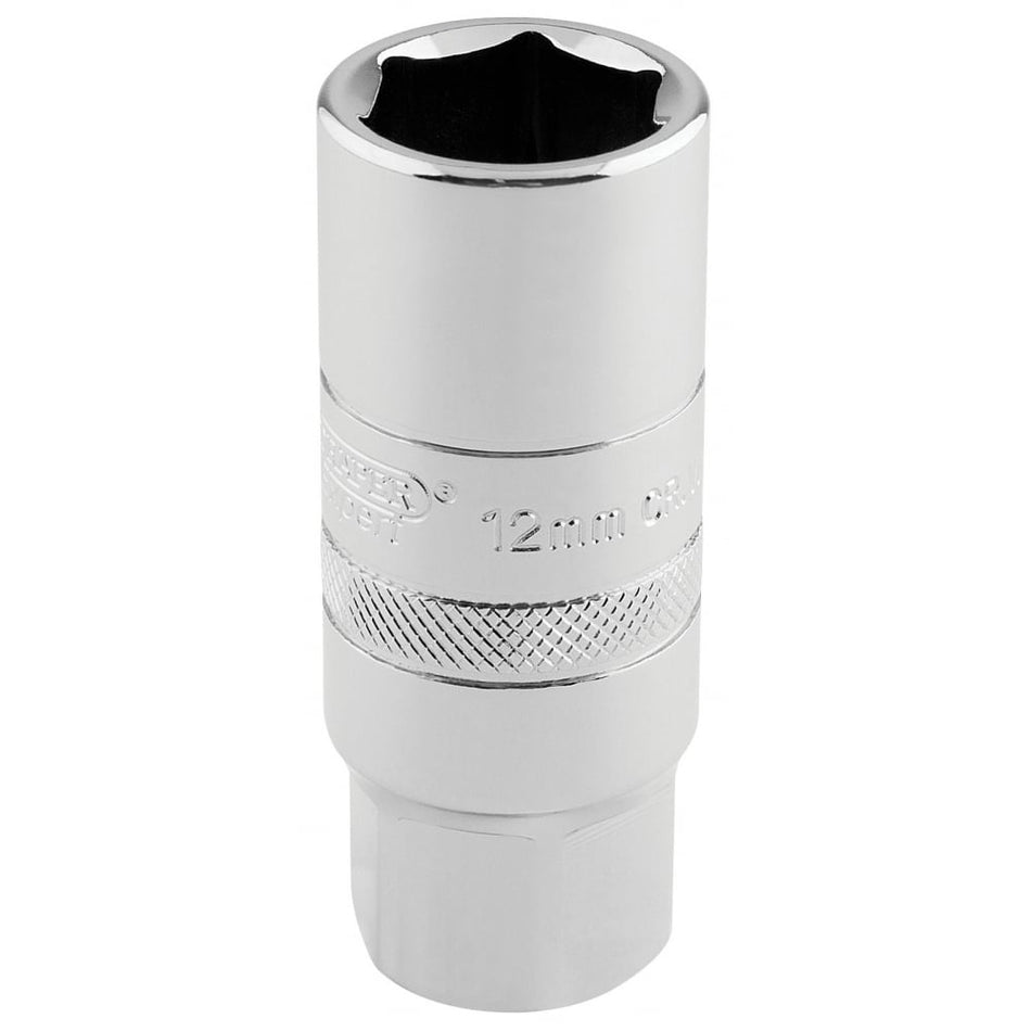 DRAPER 1/2" Square Drive 12mm Thread 6 Point Spark Plug Socket (18mm Socket): Model No. HT-PLUG/B