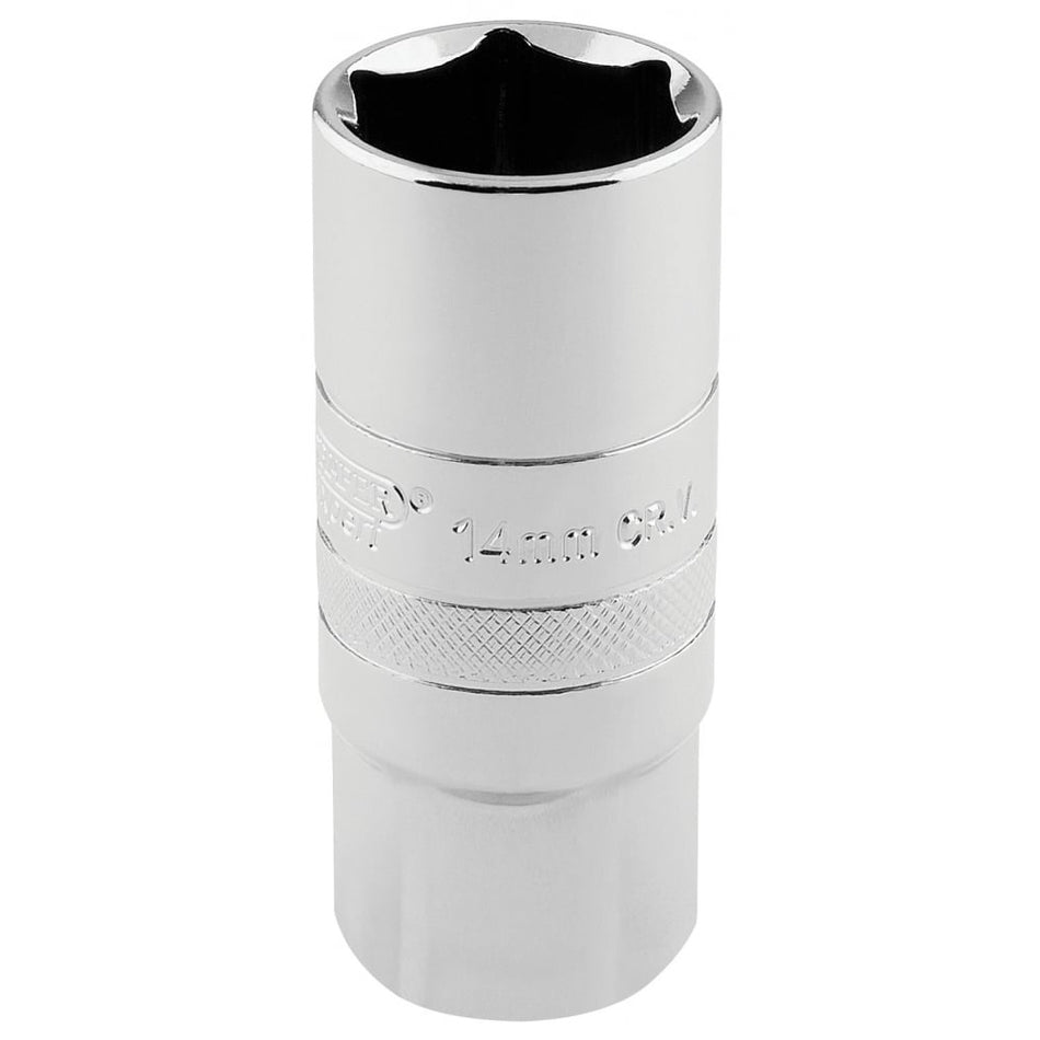 DRAPER 1/2" Square Drive 14mm Thread 6 Point Spark Plug Socket (21mm Socket): Model No. HT-PLUG/B