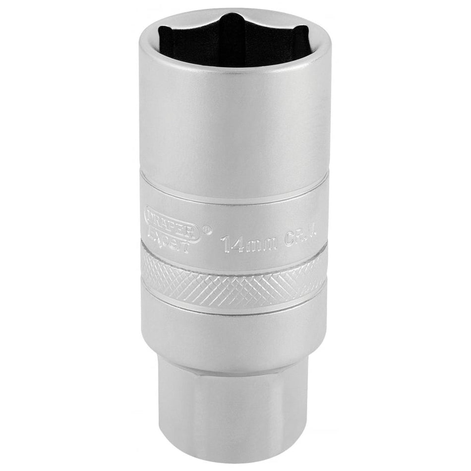 DRAPER 3/8" Square Drive 14mm Thread 6 Point Satin Chrome Spark Plug Socket (21mm Socket): Model No. DT-PLUG/MS