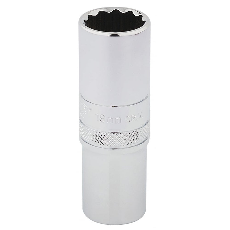DRAPER 1/2" Square Drive Hi-Torq 12 Point Deep Socket (19mm): Model No. HT-MM/B