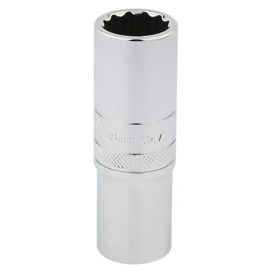 DRAPER 1/2" Square Drive Hi-Torq 12 Point Deep Socket (18mm): Model No. HT-MM/B