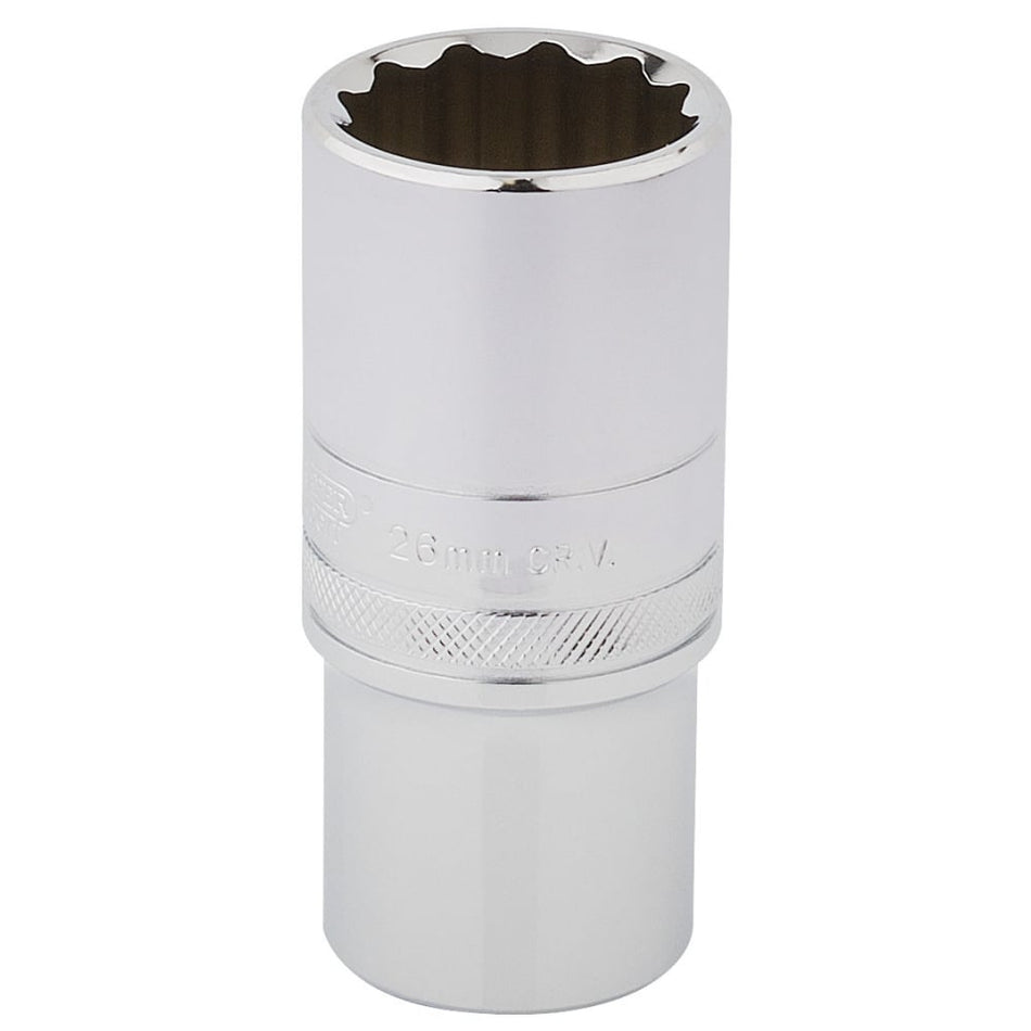 DRAPER 1/2" Square Drive Hi-Torq 12 Point Deep Socket (26mm): Model No. HT-MM/B
