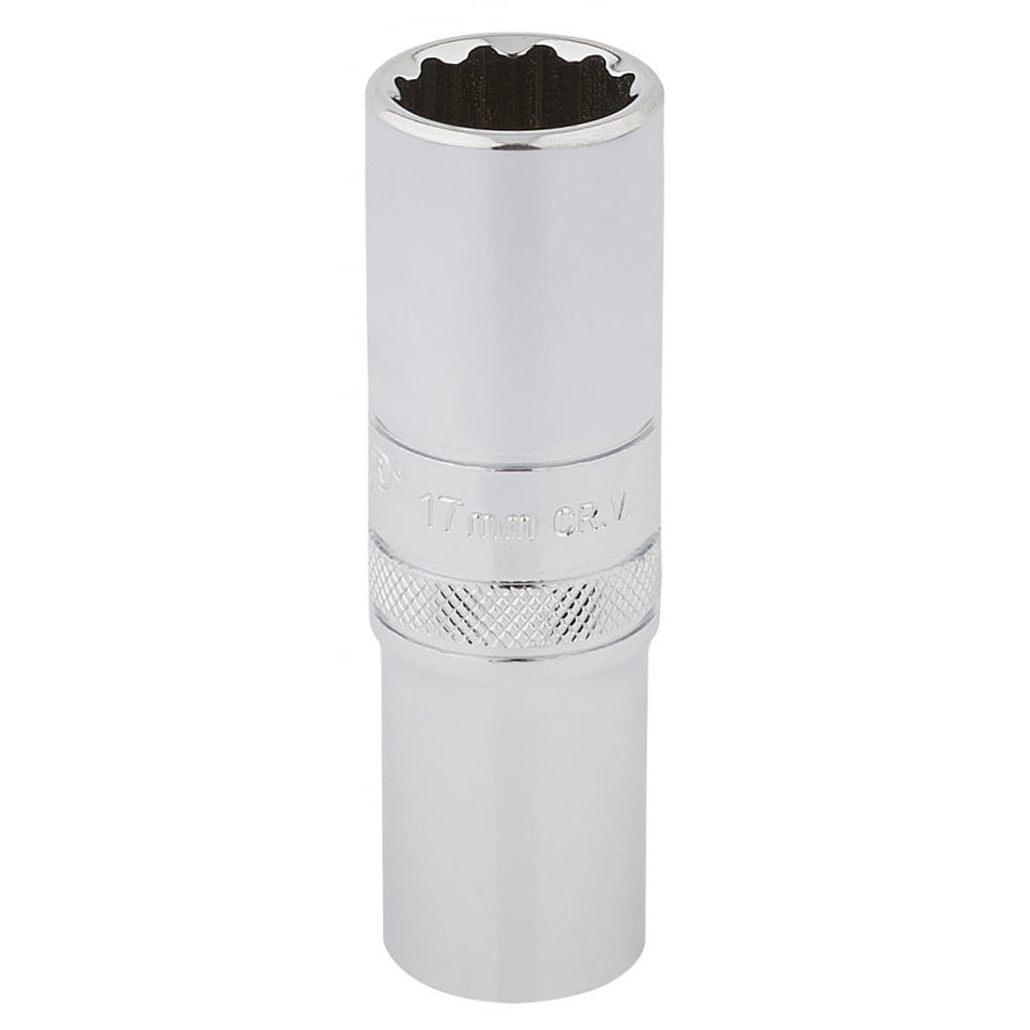 DRAPER 1/2" Square Drive Hi-Torq 12 Point Deep Socket (17mm): Model No. HT-MM/B
