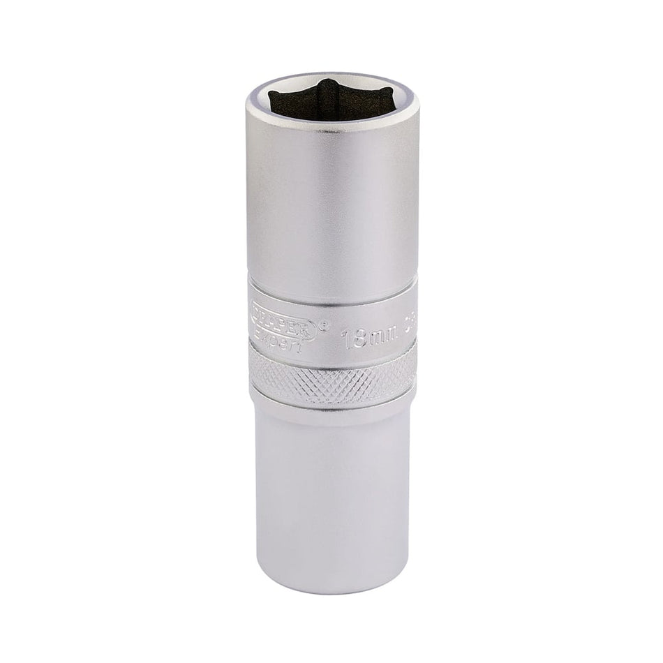 DRAPER 1/2" Square Drive 6 Point Metric Deep Socket (18mm): Model No. HT-MM/MS