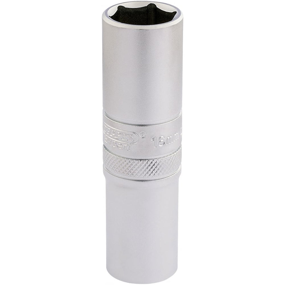 DRAPER 1/2" Square Drive 6 Point Metric Deep Socket (16mm): Model No. HT-MM/MS
