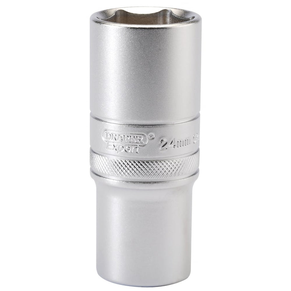 DRAPER 1/2" Square Drive 6 Point Metric Deep Socket (24mm): Model No. HT-MM/MS
