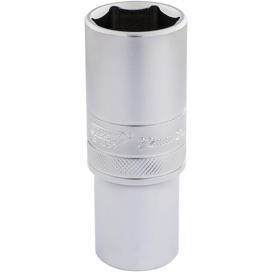 DRAPER 1/2" Square Drive 6 Point Metric Deep Socket (22mm): Model No. HT-MM/MS