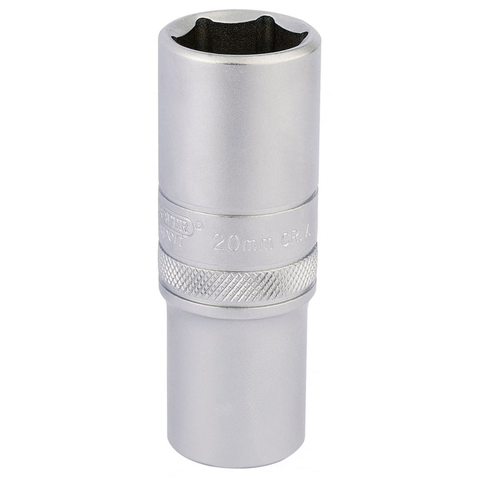DRAPER 1/2" Square Drive 6 Point Metric Deep Socket (20mm): Model No. HT-MM/MS