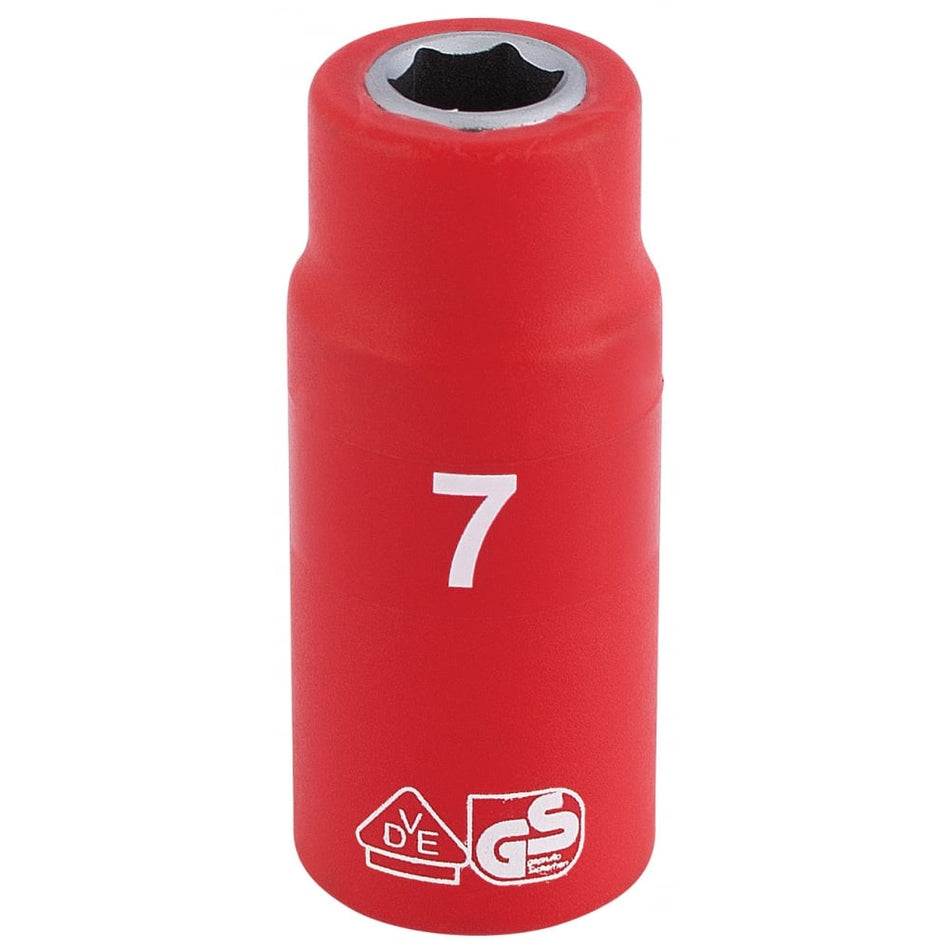 DRAPER 1/4" Sq. Dr. Fully Insulated VDE Socket (7mm): Model No. B6VDE-MM