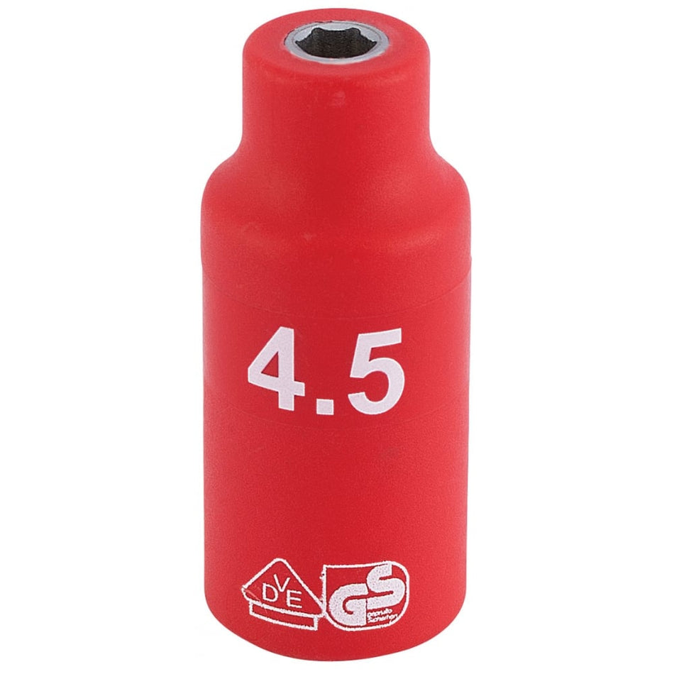 DRAPER 1/4" Sq. Dr. Fully Insulated VDE Socket (4.5mm): Model No. B6VDE-MM