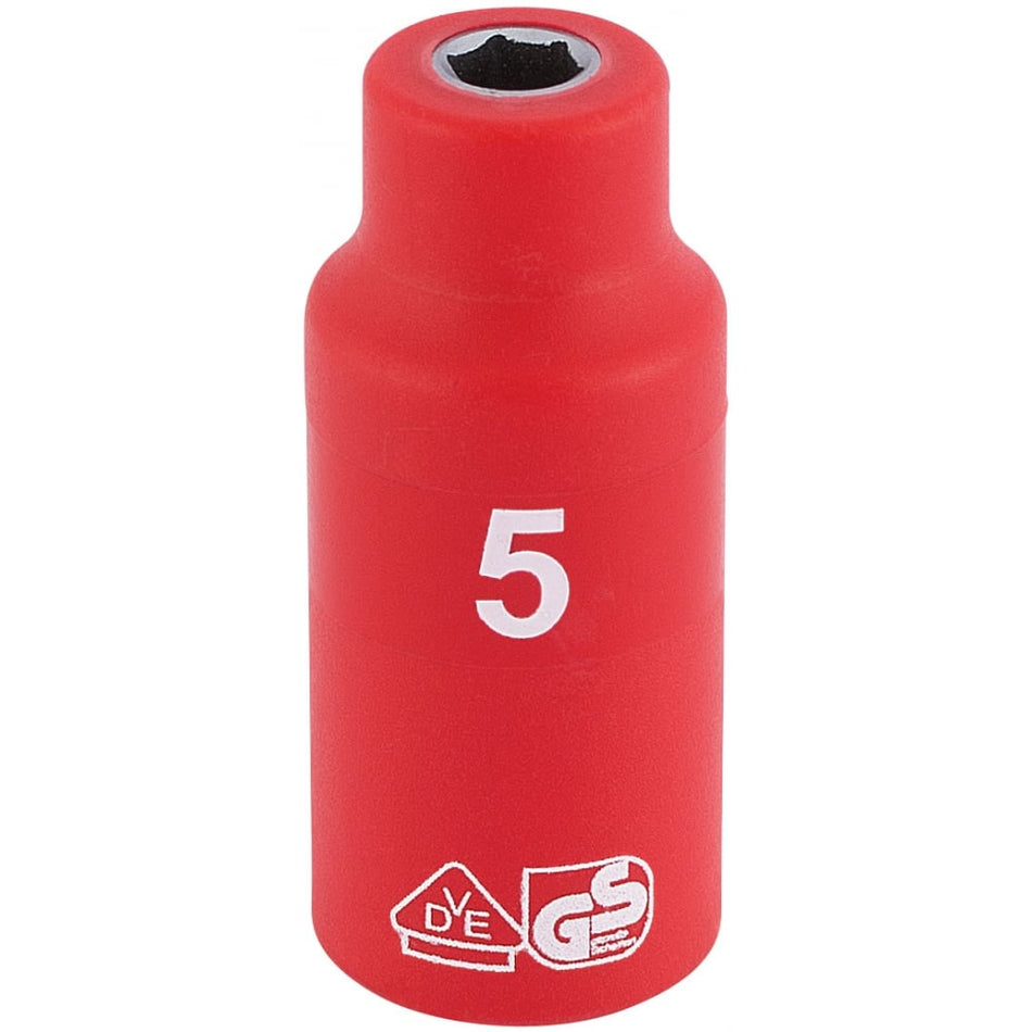 DRAPER 1/4" Sq. Dr. Fully Insulated VDE Socket (5mm): Model No. B6VDE-MM