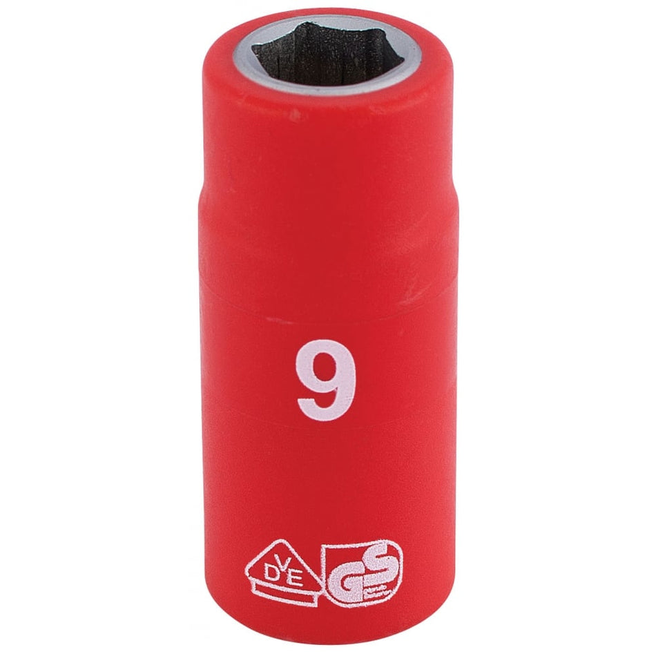 DRAPER 1/4" Sq. Dr. Fully Insulated VDE Socket (9mm): Model No. B6VDE-MM