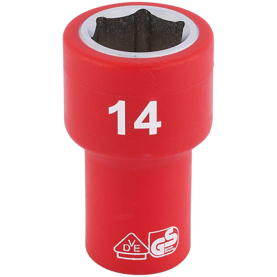 DRAPER 1/4" Sq. Dr. Fully Insulated VDE Socket (14mm): Model No. B6VDE-MM
