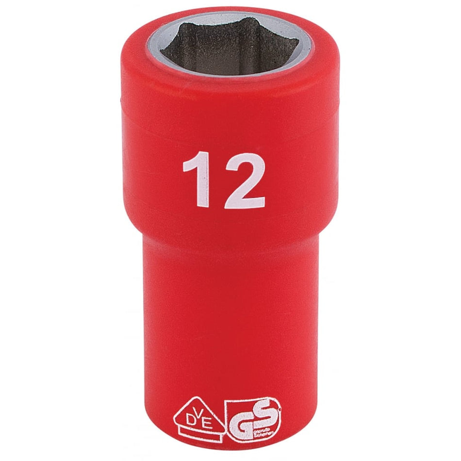 DRAPER 1/4" Sq. Dr. Fully Insulated VDE Socket (12mm): Model No. B6VDE-MM
