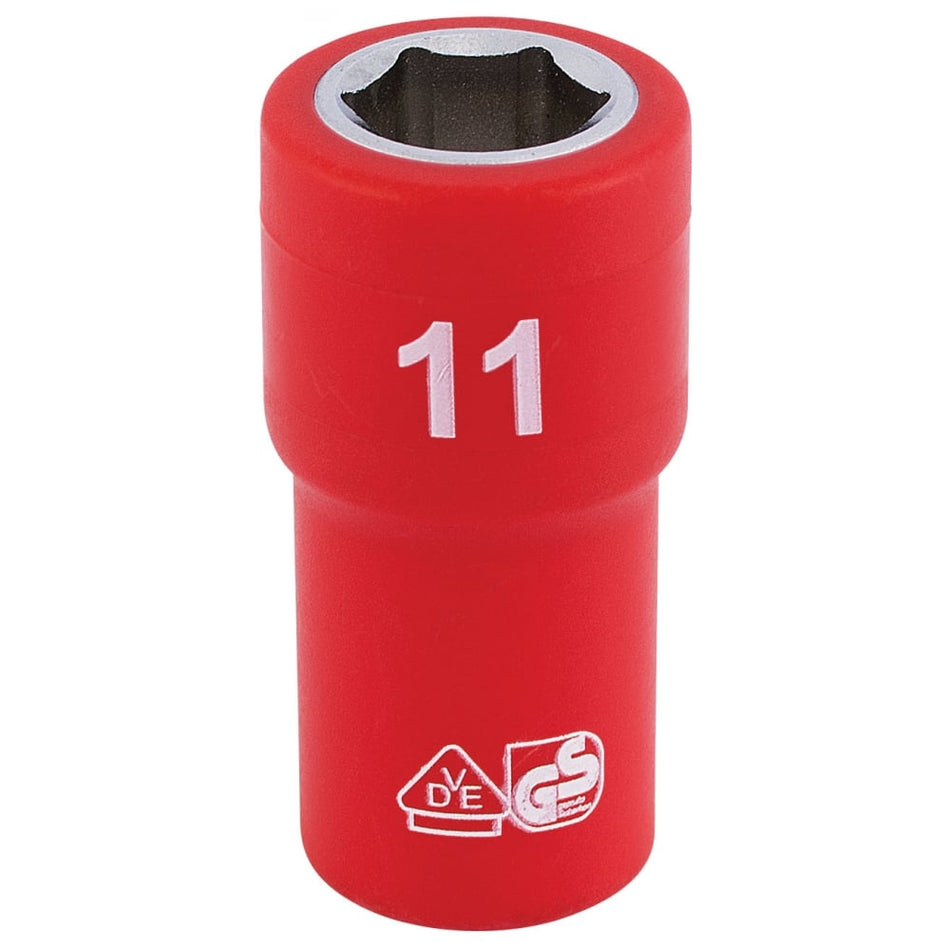 DRAPER 1/4" Sq. Dr. Fully Insulated VDE Socket (11mm): Model No. B6VDE-MM