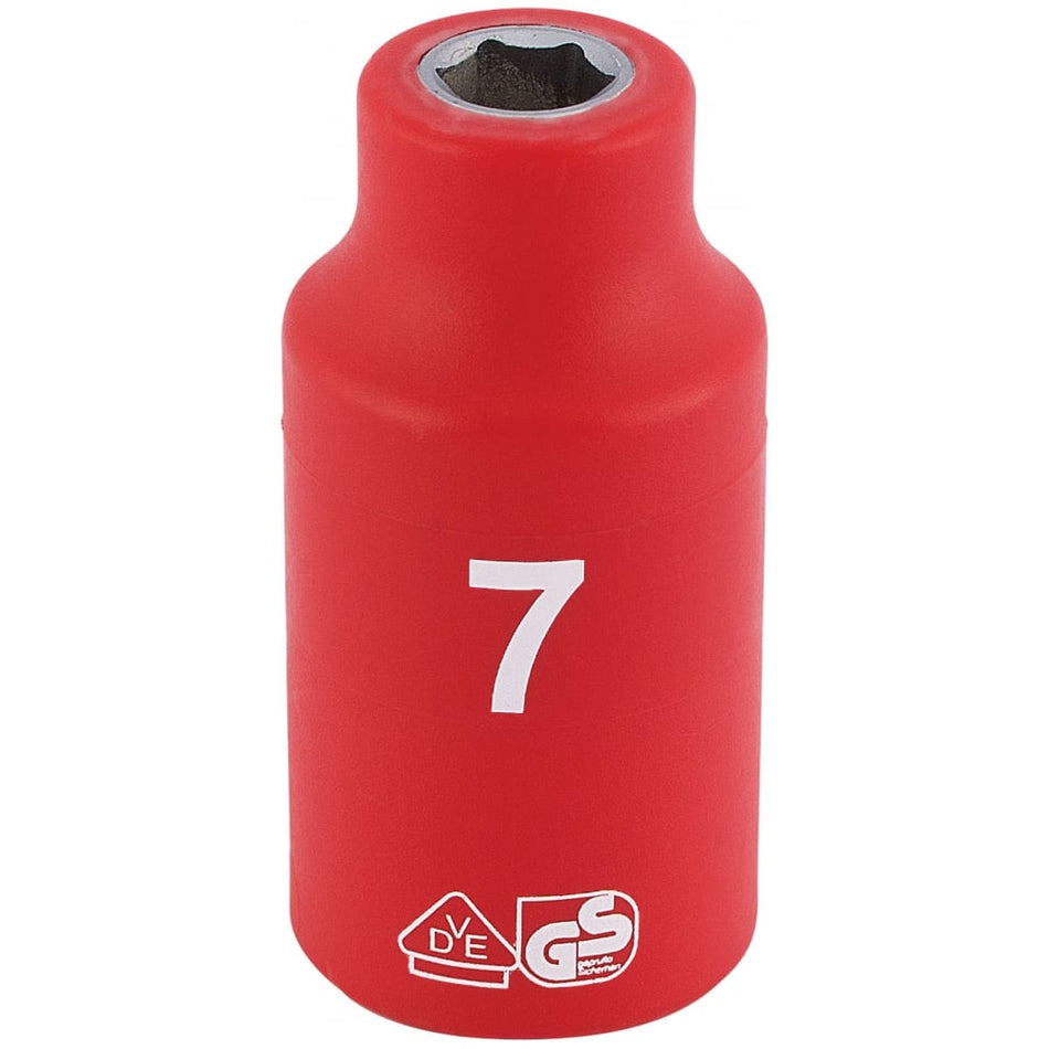 DRAPER 3/8" Sq. Dr. Fully Insulated VDE Socket (7mm): Model No. D6VDE-MM
