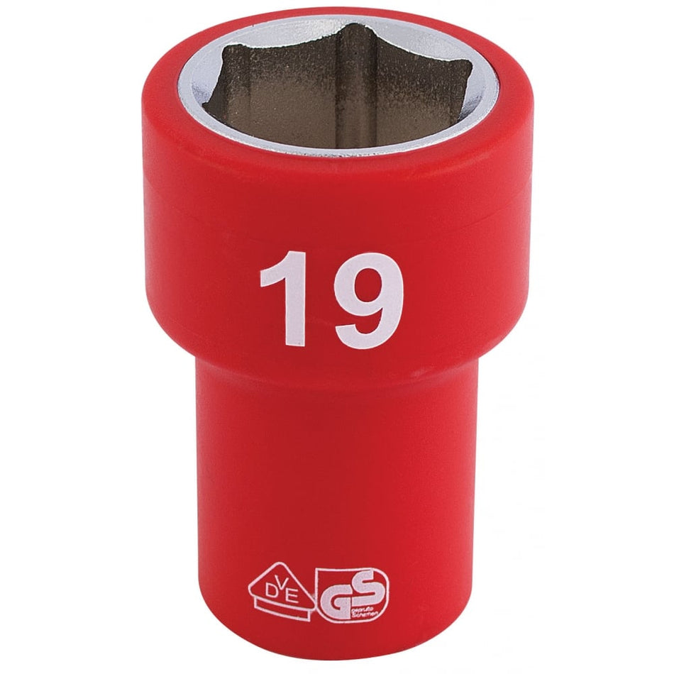 DRAPER 3/8" Sq. Dr. Fully Insulated VDE Socket (19mm): Model No. D6VDE-MM