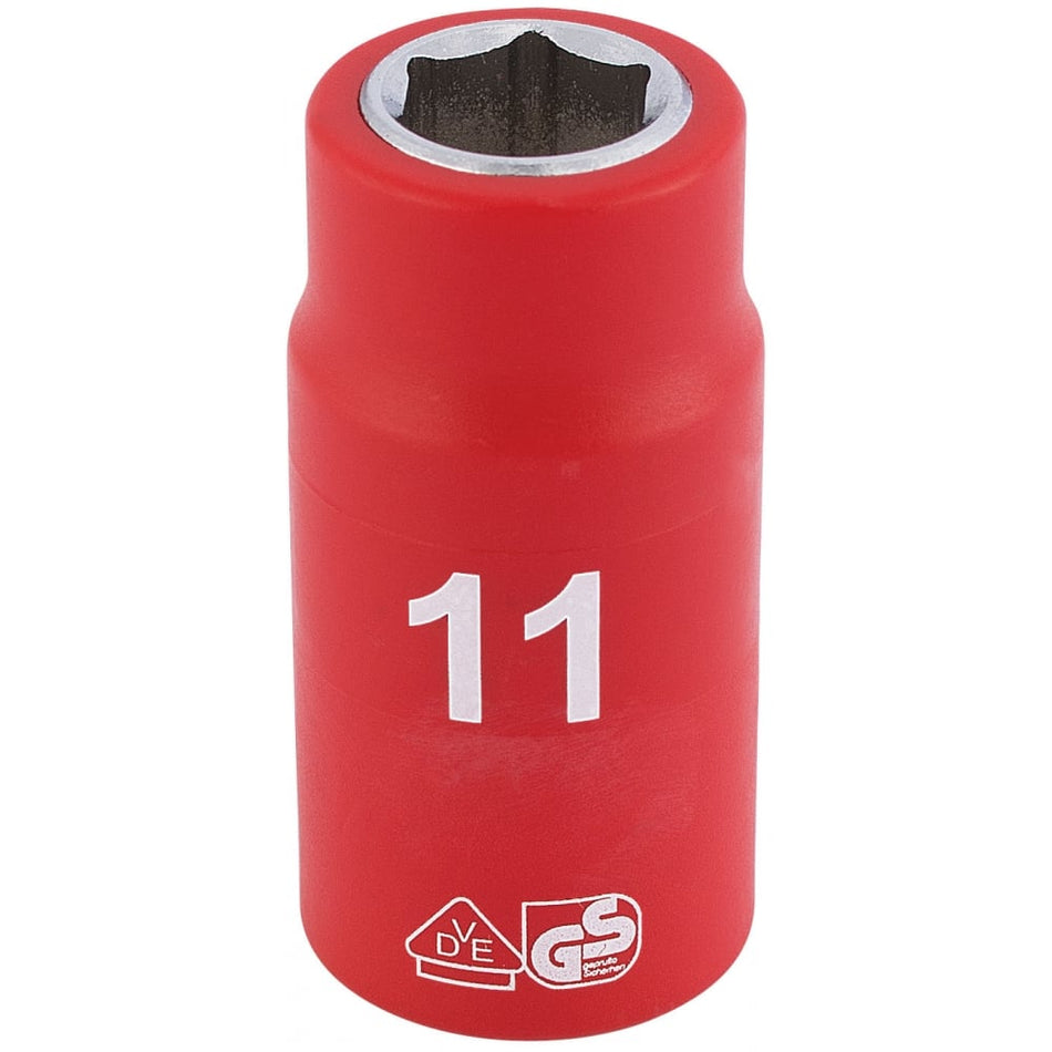 DRAPER 3/8" Sq. Dr. Fully Insulated VDE Socket (11mm): Model No. D6VDE-MM