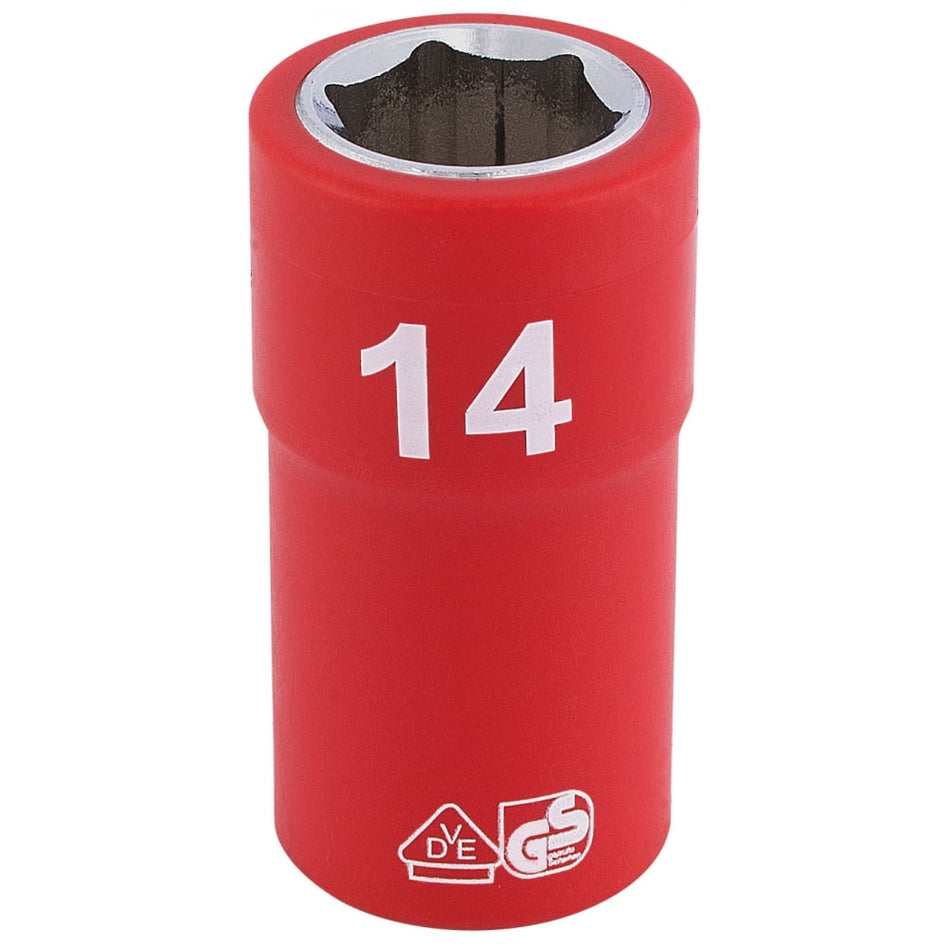 DRAPER 3/8" Sq. Dr. Fully Insulated VDE Socket (14mm): Model No. D6VDE-MM