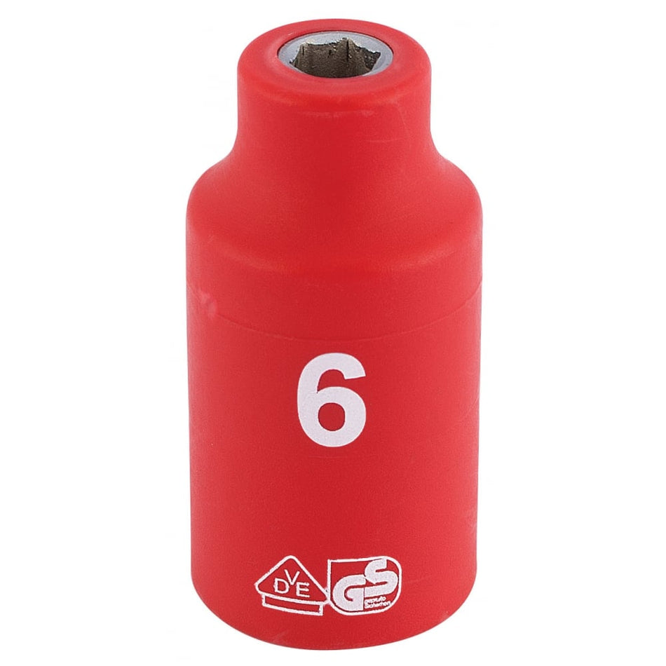 DRAPER 3/8" Sq. Dr. Fully Insulated VDE Socket (6mm): Model No. D6VDE-MM
