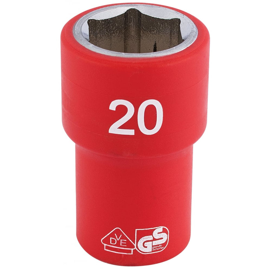 DRAPER 1/2" Sq. Dr. Fully Insulated VDE Socket (20mm): Model No. H6VDE-MM/B