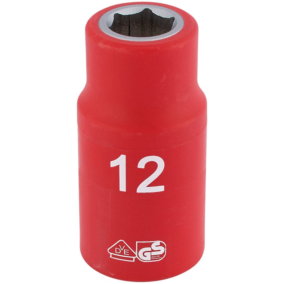 DRAPER 1/2" Sq. Dr. Fully Insulated VDE Socket (12mm): Model No. H6VDE-MM/B