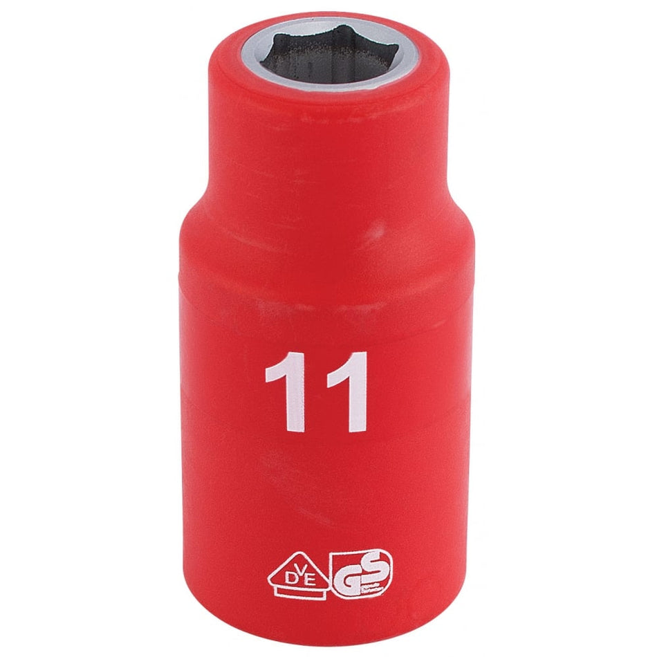 DRAPER 1/2" Sq. Dr. Fully Insulated VDE Socket (11mm): Model No. H6VDE-MM/B