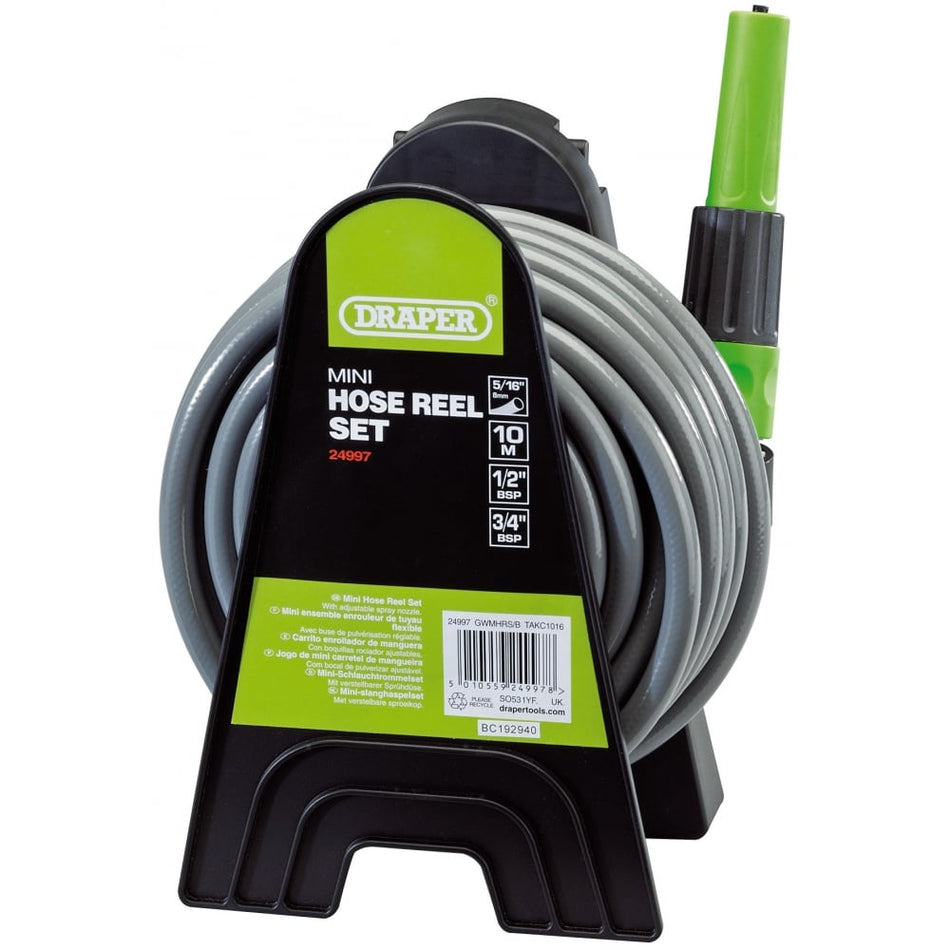 DRAPER Mini Hose Reel Set (10M): Model No. GWMHRS/B