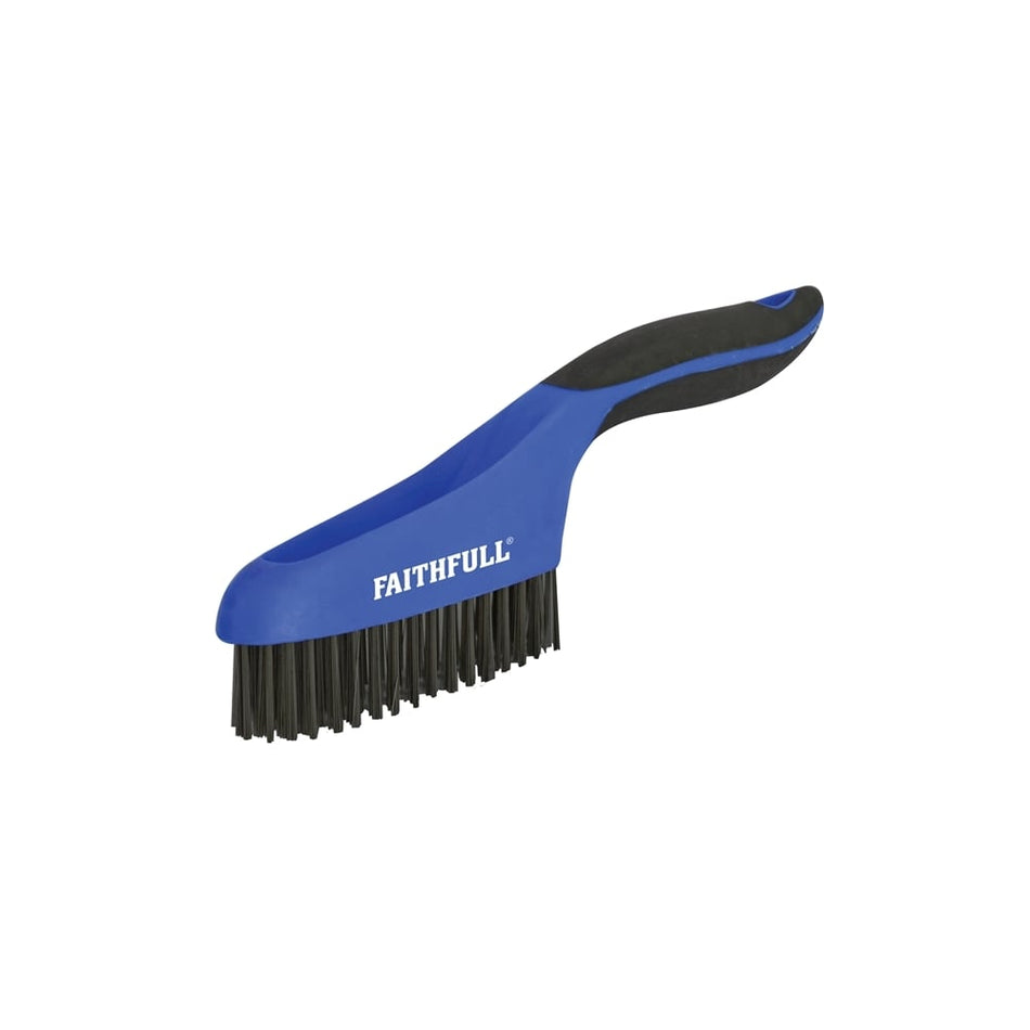 Faithfull Scratch Brush Soft Grip 4 x 16 Row Steel