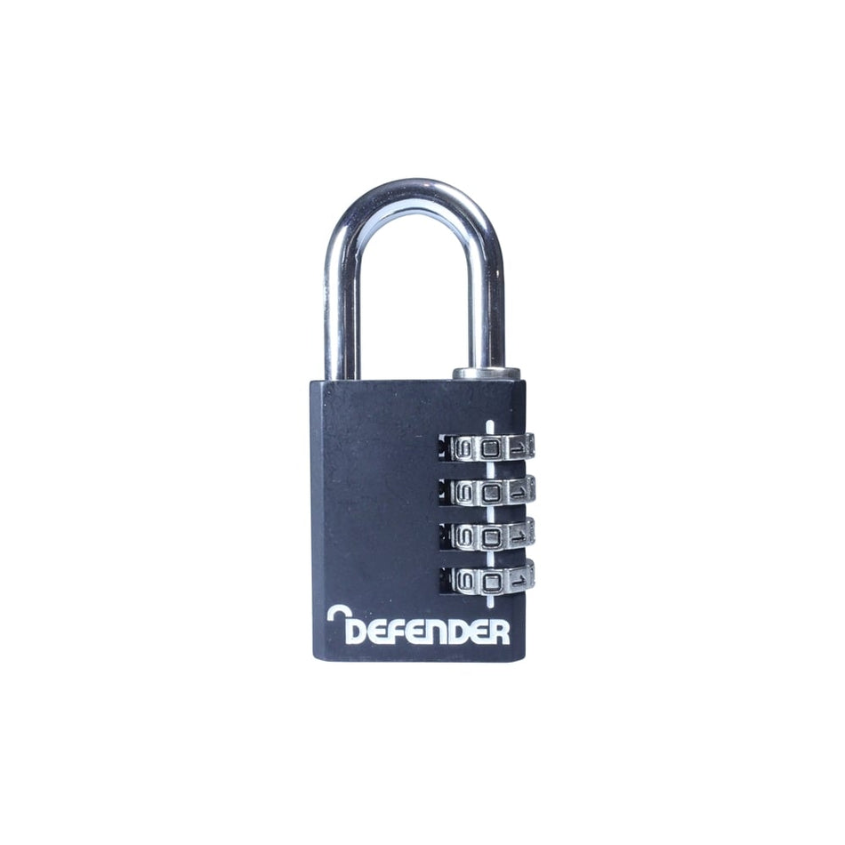 DEFENDER Black Diecast Combination Padlock 40mm