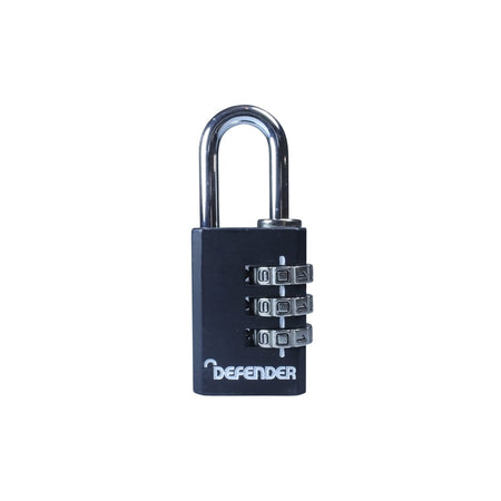 DEFENDER Black Diecast Combination Padlock 30mm