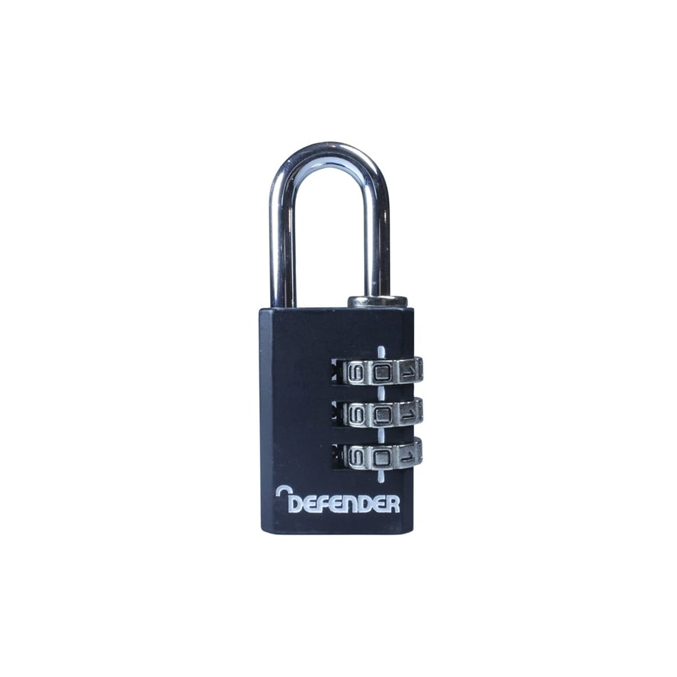 DEFENDER Black Diecast Combination Padlock 30mm