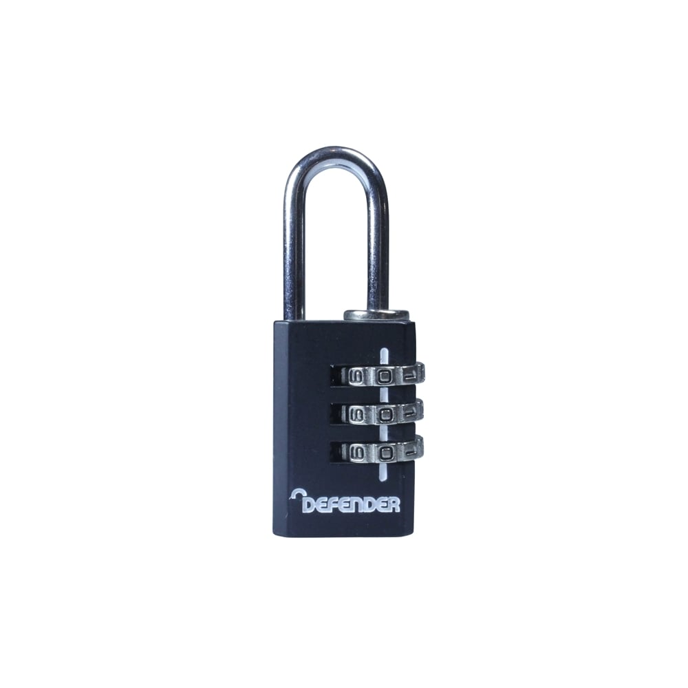 DEFENDER Black Diecast Combination Padlock 20mm