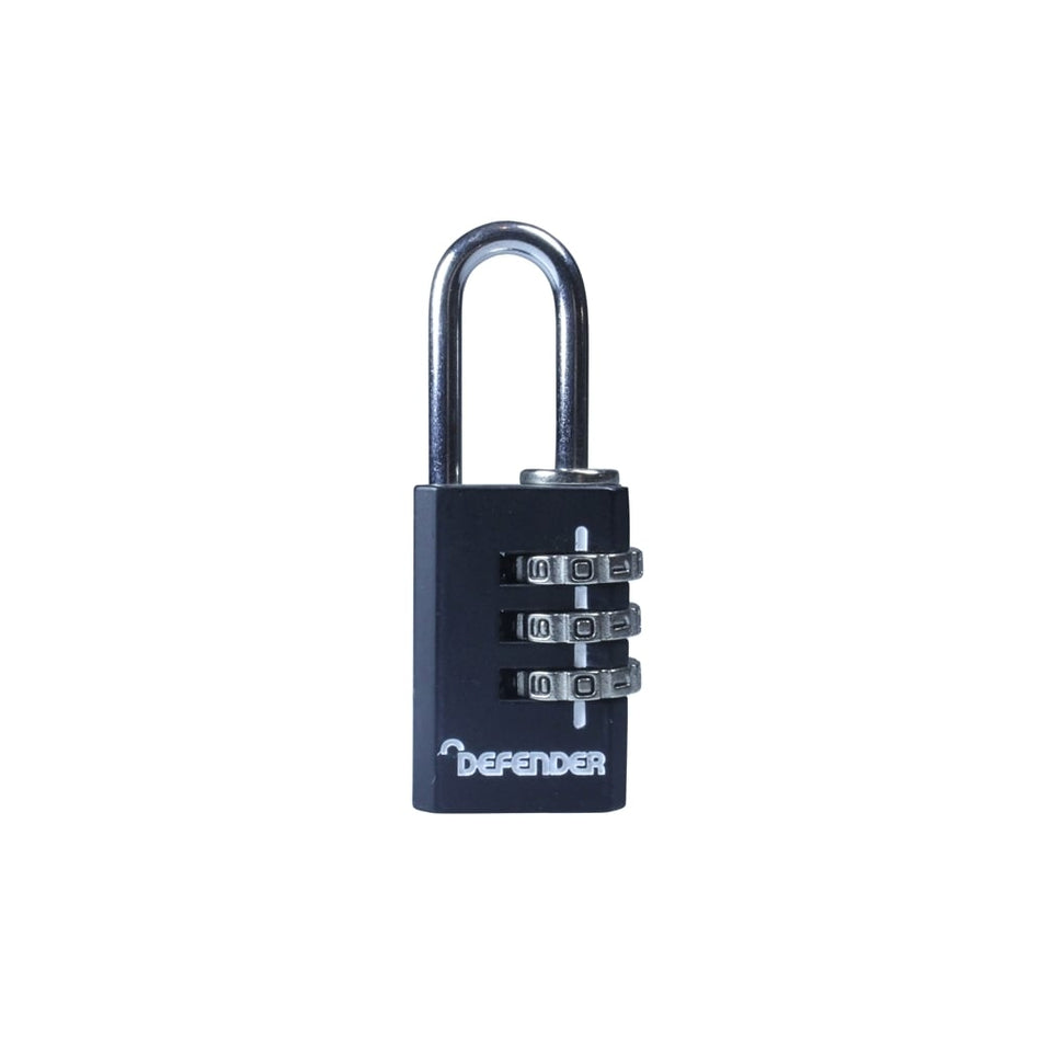 DEFENDER Black Diecast Combination Padlock 20mm