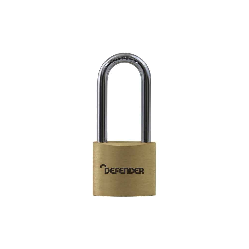 DEFENDER Brass Padlock Long Shackle 40mm Keyed Alike