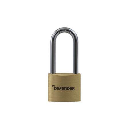 DEFENDER Brass Padlock Long Shackle 40mm Keyed Alike