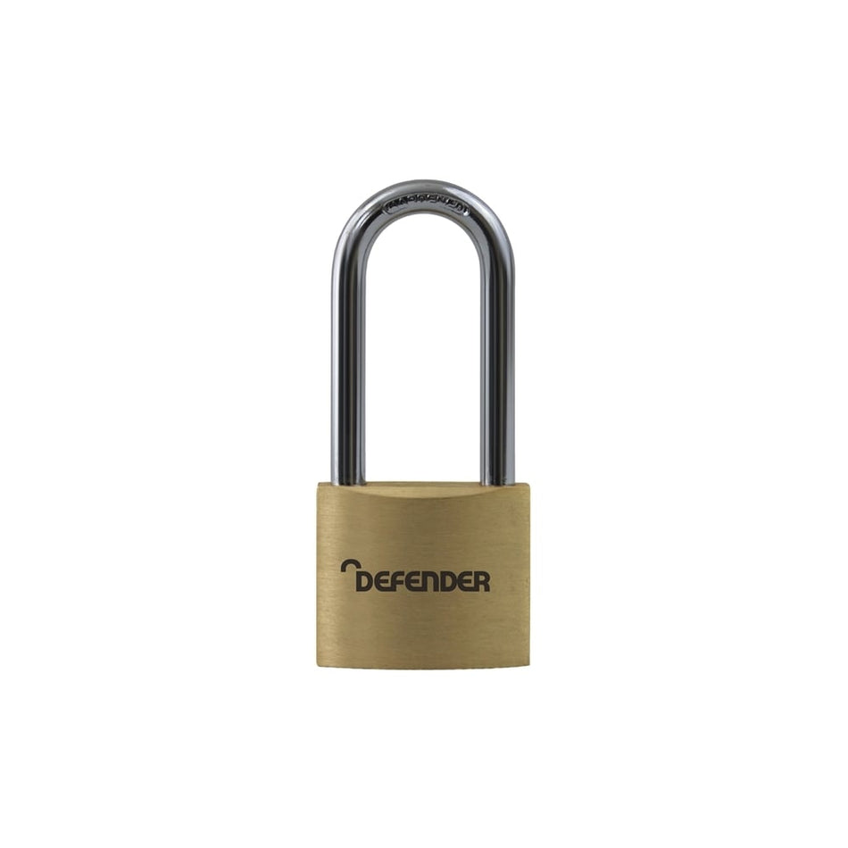 DEFENDER Brass Padlock Long Shackle 40mm Keyed Alike