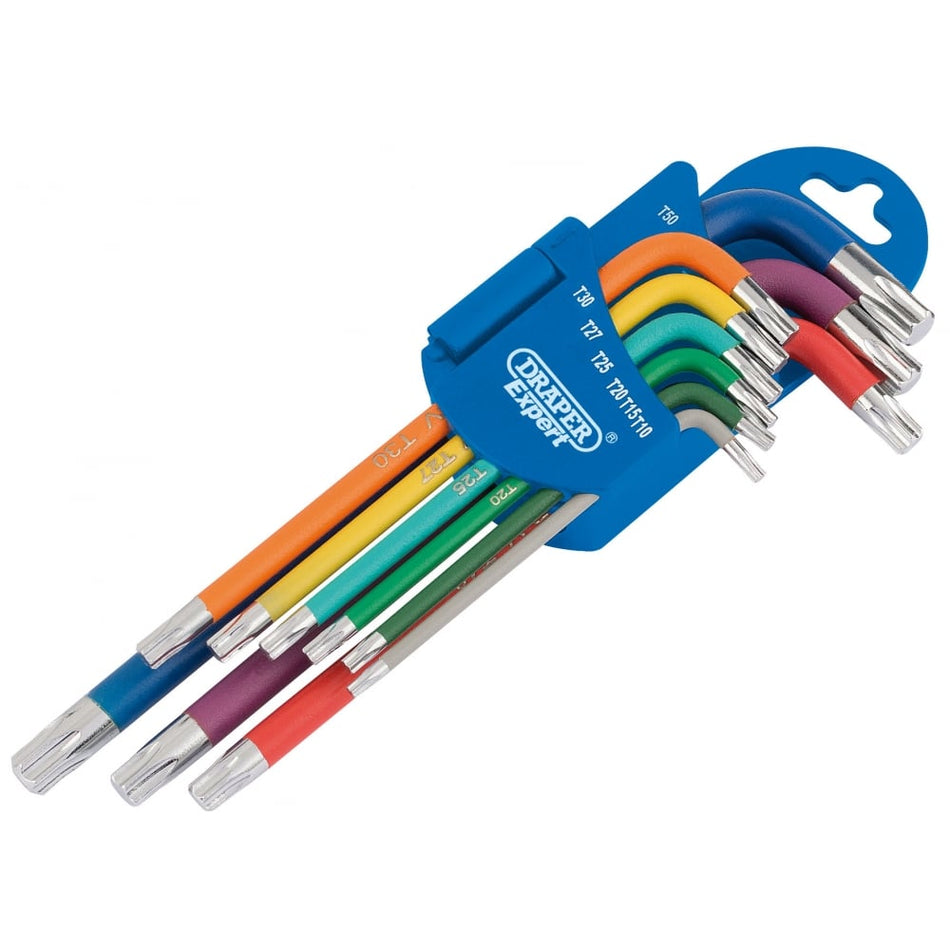 Metric Coloured Long Arm Draper TX-STAR Key Set (9 Piece): Model No.870-1ZITXL9/C