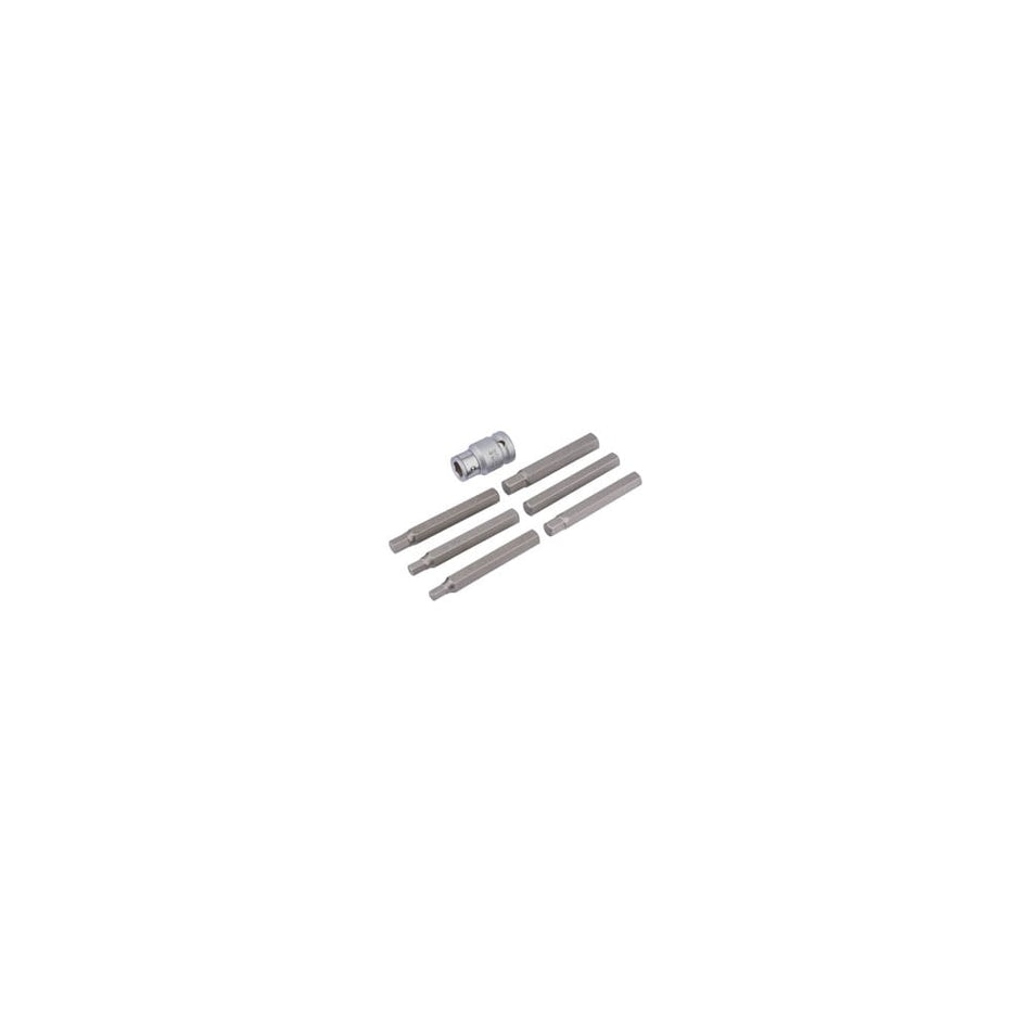 6mm - 12mm Hexagon Bit Set and Holder 1/2" Square Drive (7 Piece): Model No. HX7/12M/B