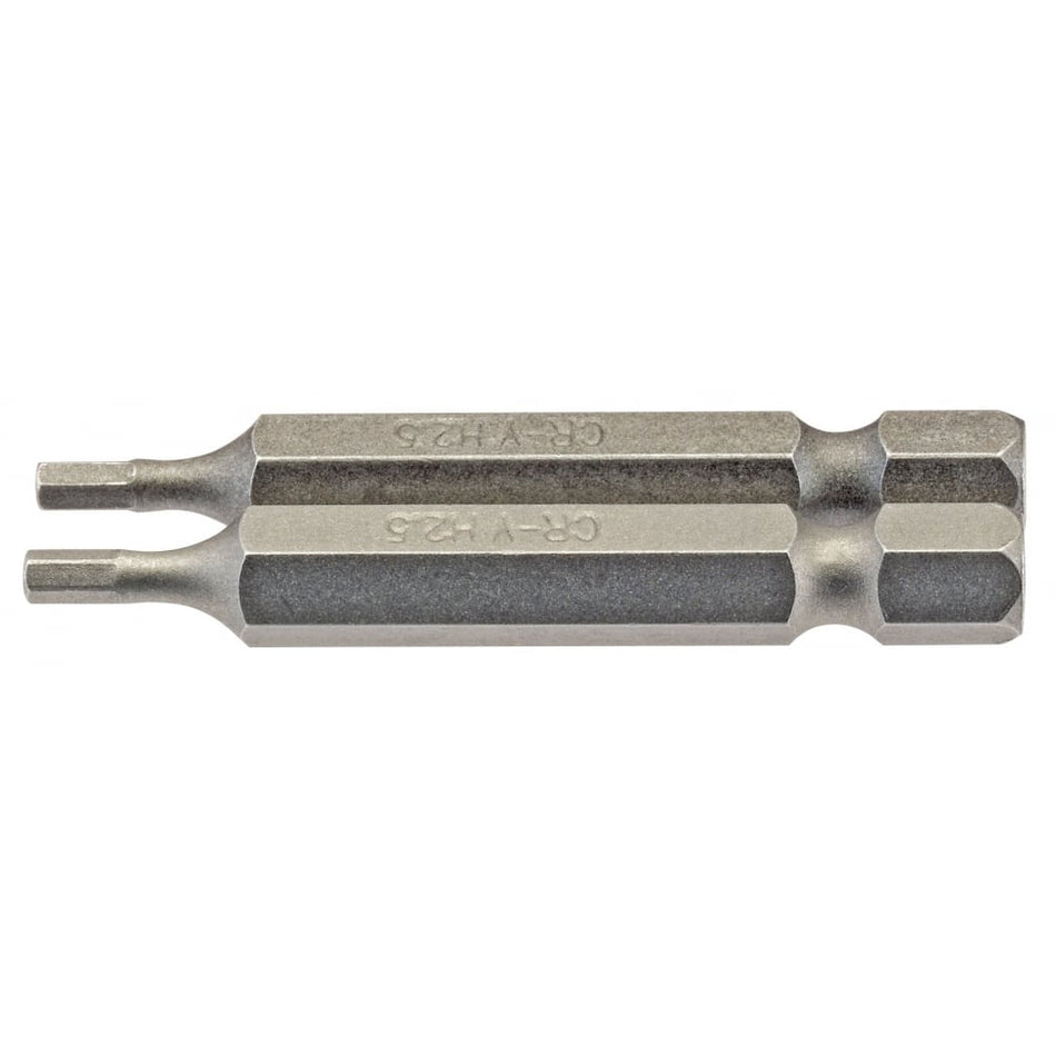 2.5mm 1/4" Hex. Hexagonal Insert Bit 50mm Long x 2: Model No. 50HX/2/B
