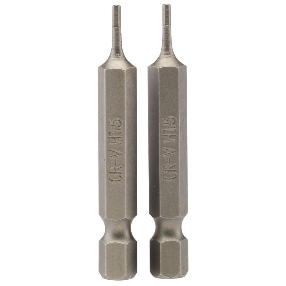 1.5mm 1/4" Hex. Hexagonal Insert Bit 50mm Long x 2: Model No. 50HX/2/B