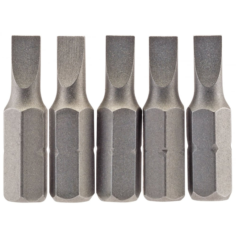 4.5 mm 1/4" Hex. Plain Slot Insert Bit 25mm Long x 5: Model No. 25PS/5/B
