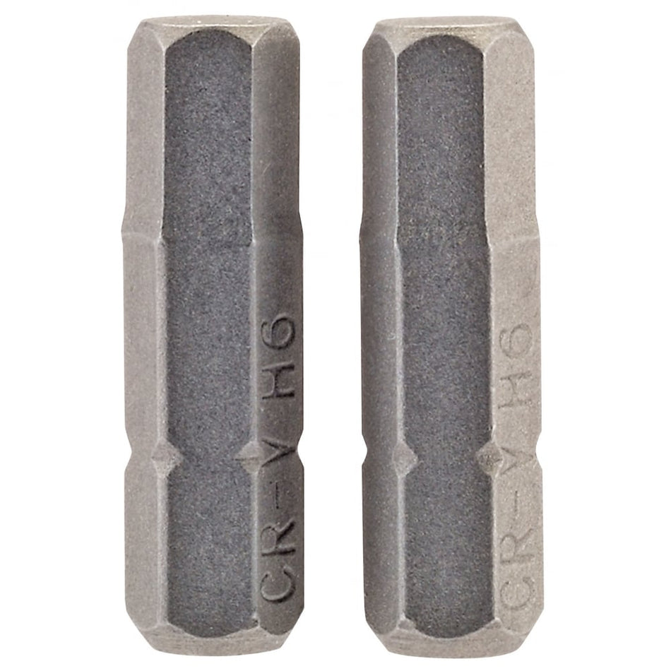 6mm 1/4" Hex. Hexagonal Insert Bit 25mm Long x 2: Model No. 25HX/2/B