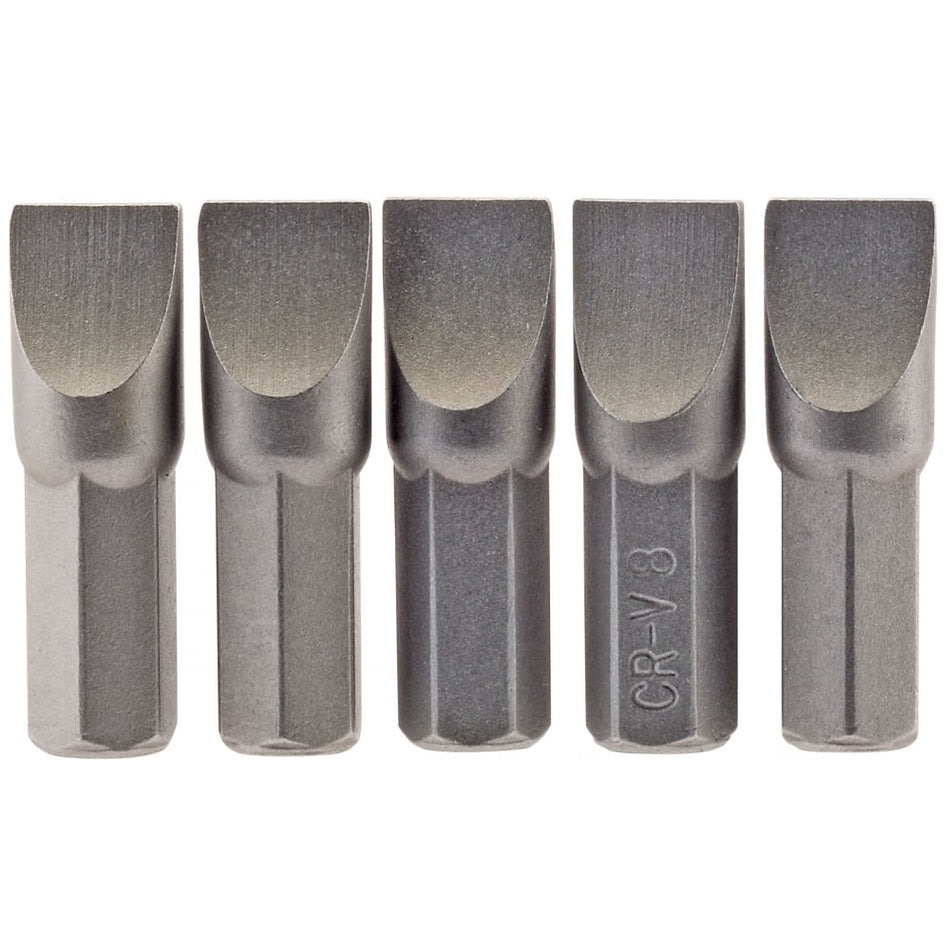 8.0mm 1/4" Hex. Plain Slot Insert Bit 25mm Long x 5: Model No. 25PS/5/B