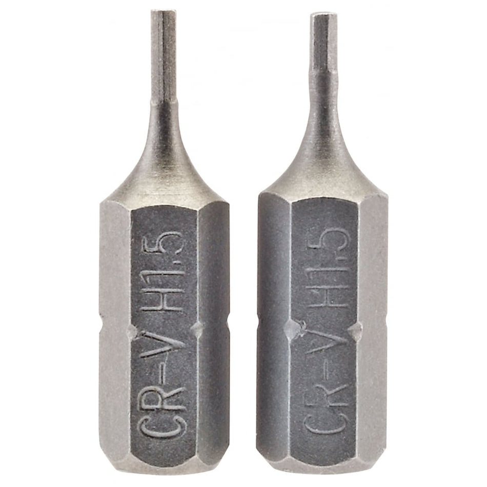 1.5mm 1/4" Hex. Hexagonal Insert Bit 25mm Long x 2: Model No. 25HX/2/B