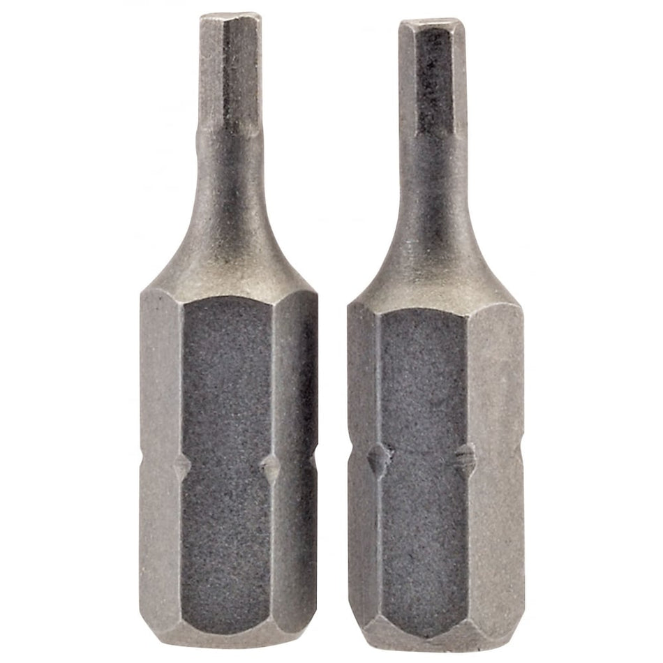 2.5mm 1/4" Hex. Hexagonal Insert Bit 25mm Long x 2: Model No. 25HX/2/B