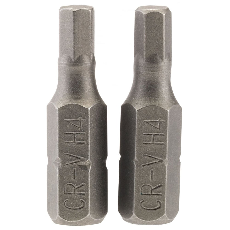 4mm 1/4" Hex. Hexagonal Insert Bit 25mm Long x 2: Model No. 25HX/2/B