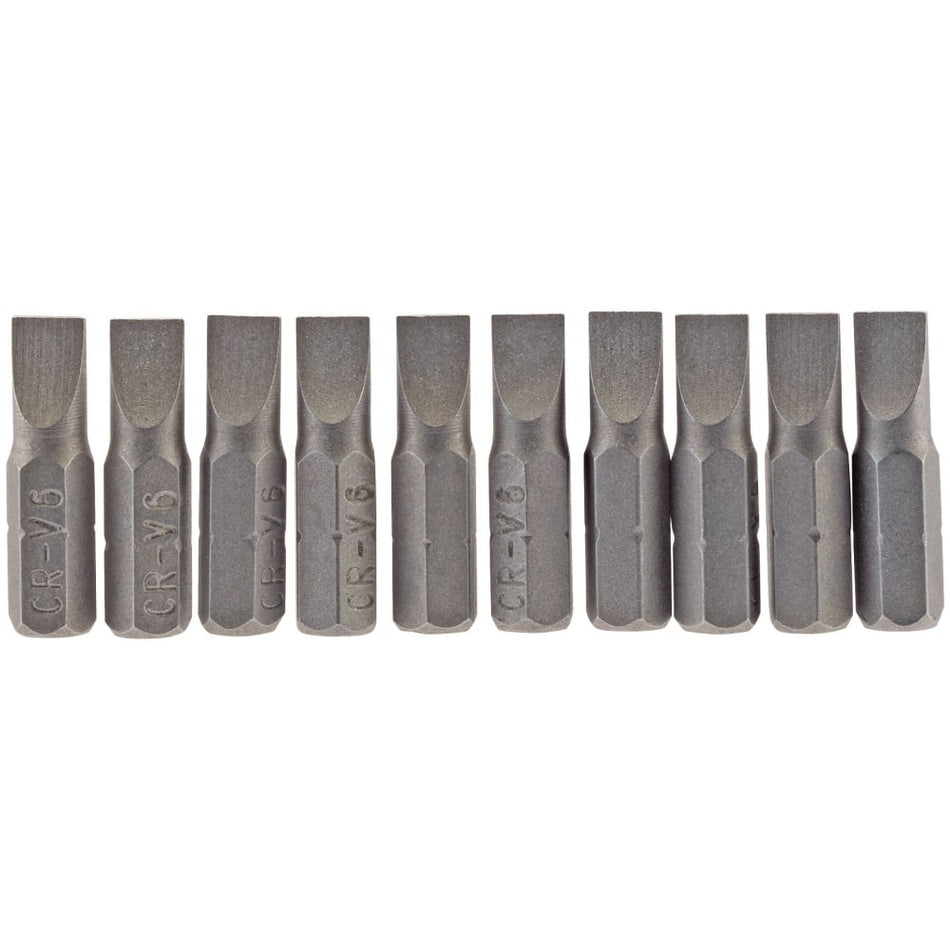 6mm 1/4" Hex. Plain Slot Insert Bit 25mm Long x 10: Model No. 25PS/10/B