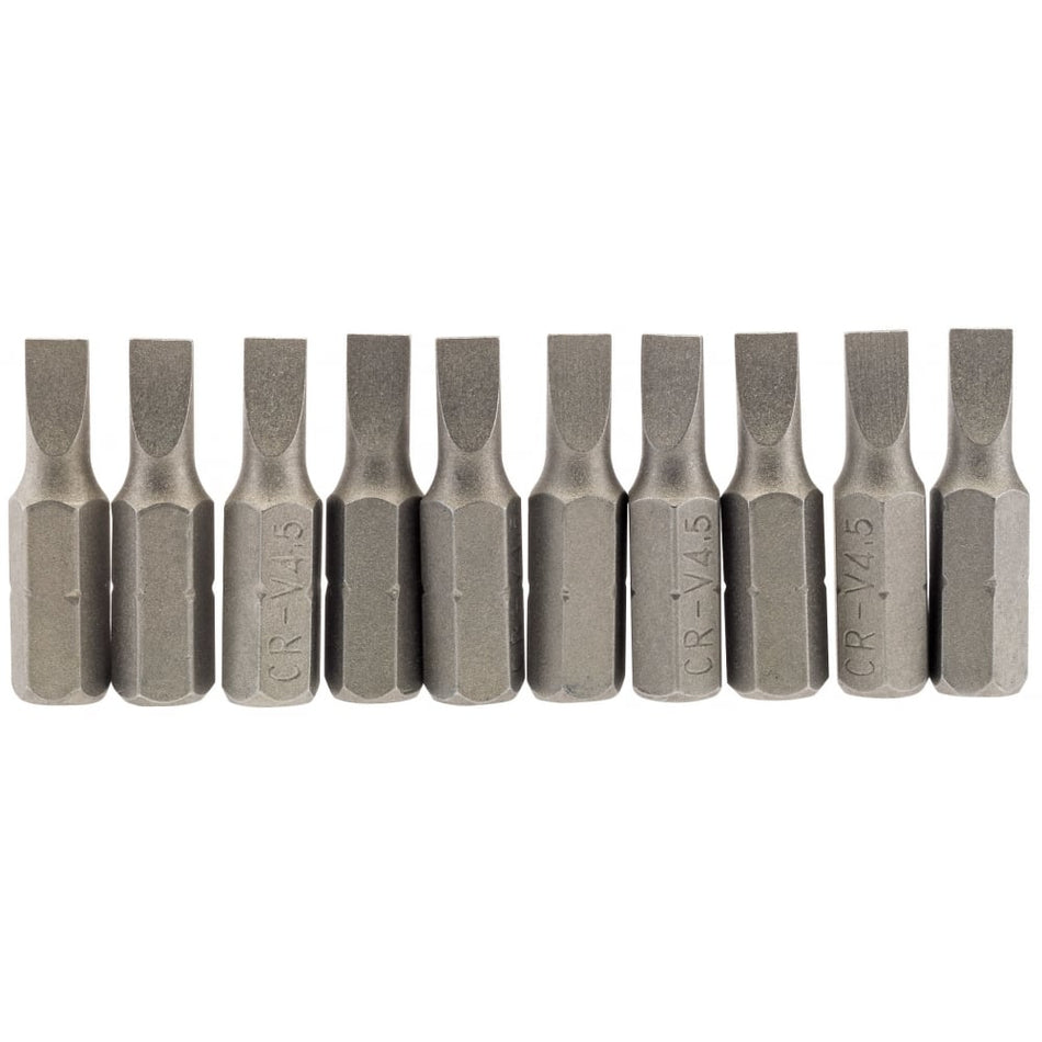 4.5mm 1/4" Hex. Plain Slot Insert Bit 25mm Long x 10: Model No. 25PS/10/B