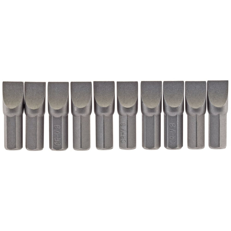 8mm 5/16"" Hex. Plain Slot Insert Bit 25mm Long x 10: Model No. 25PS/10/B